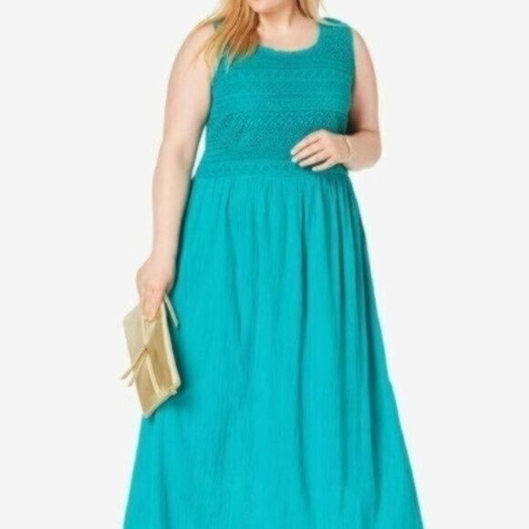 NWOT Jessica London Gauze Maxi Dress - Teal - 14W - Picture 2 of 3